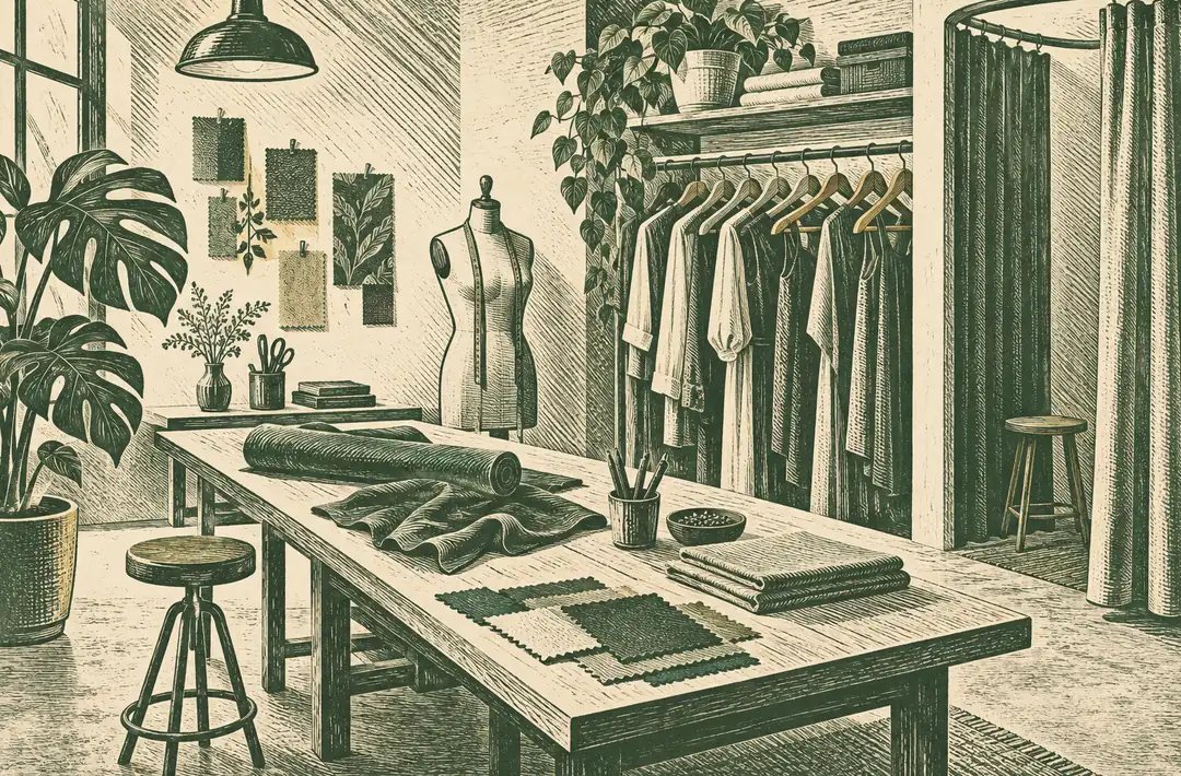 Illustration of apparel retailers and their working space